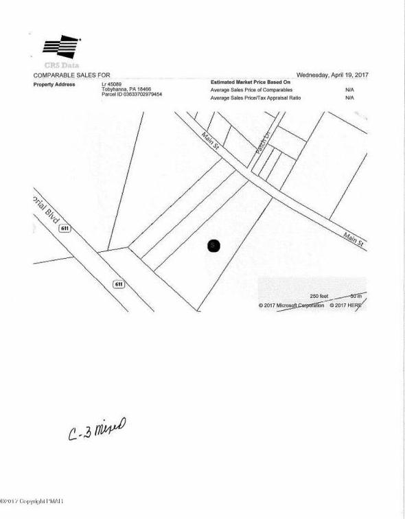 OFF MAIN ROAD...611 IN MT. POCONO...CALL ARLENE FOR LIST OF BUSINESSES THAT CAN BE BUILT ON THIS PROPERTY PER TOWNSHIP 570-269-2319